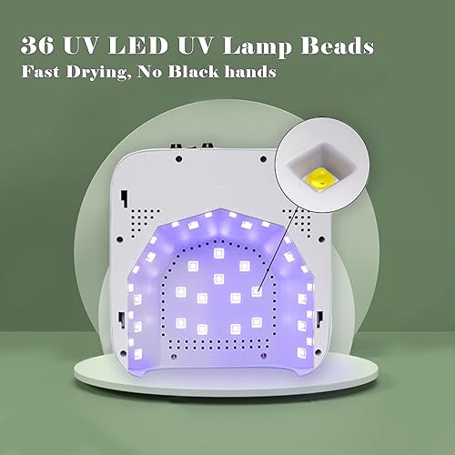 Miniatura 3 de LB Lámpara de uñas LED UV, secador de uñas LED recargable, lámpara profesional inalámbrica de 72 W con 4 sensor de ajuste de temporizador y pantalla