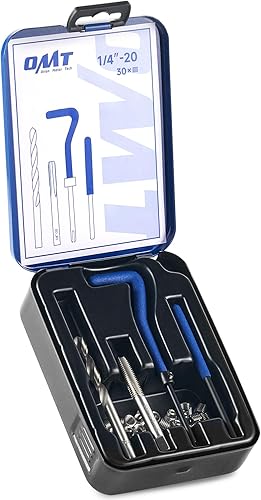 Orion Motor Tech Kit de reparación de roscas helicoidales, juego de herramientas de reparación de roscas de 14"-20 con broca HSS e insertos de 30