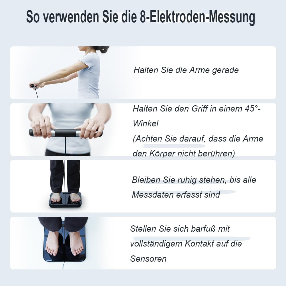 health the body pod smart scale Körperzusammensetzungswaage 8 Elektroden – Intelligente APP-Fitnesswaage, Dualfrequenz, Präzise elektronische Waage
