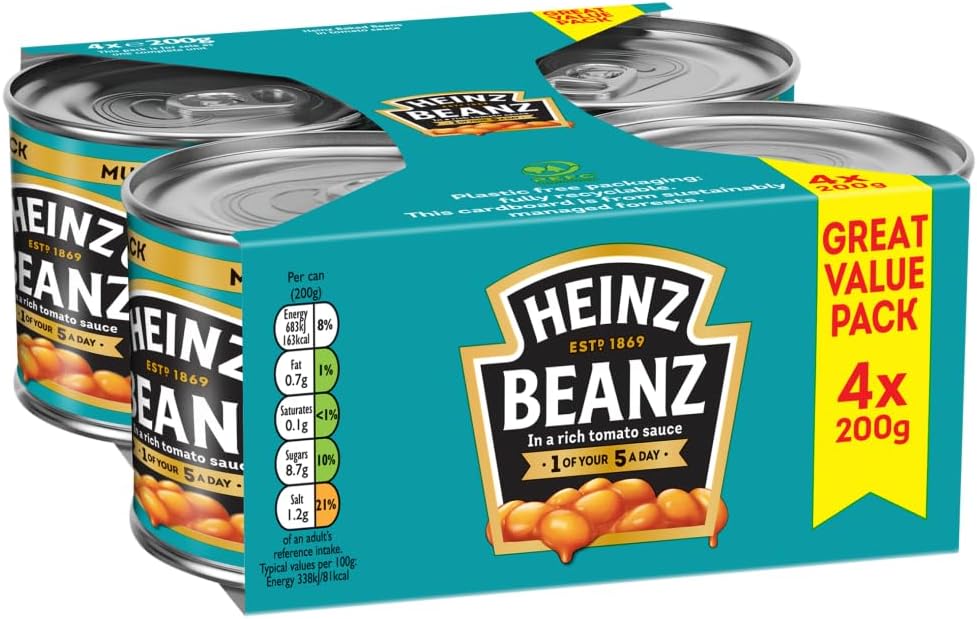 Beanz in a Rich Tomato Sauce Great Value Pack 4 x 200g