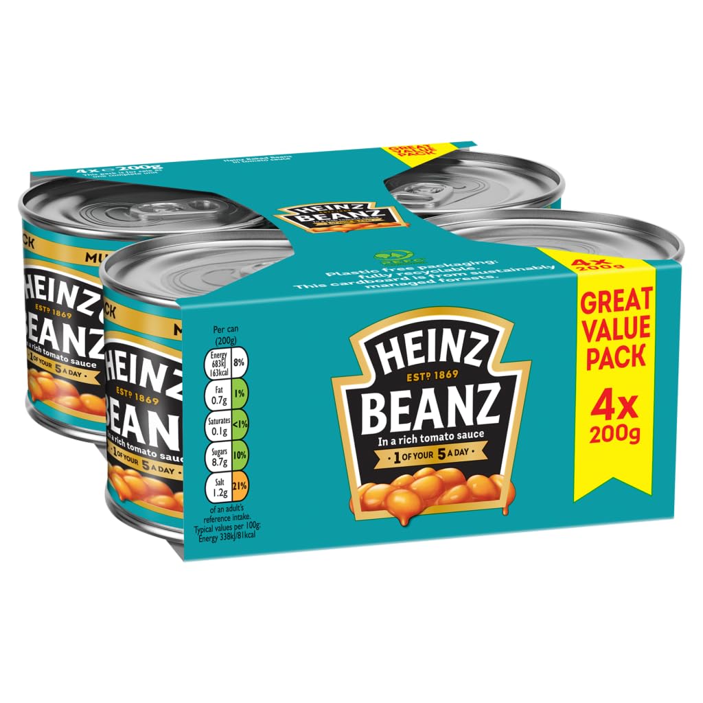 Beanz in a Rich Tomato Sauce Great Value Pack 4 x 200g