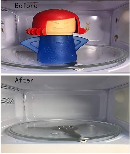 Miniatura 6 de Asltw Angry Mama Limpiador de horno microondas, dispositivo de cocina de vapor de acción rápida, solo tienes que añadir vinagre y agua (azul)