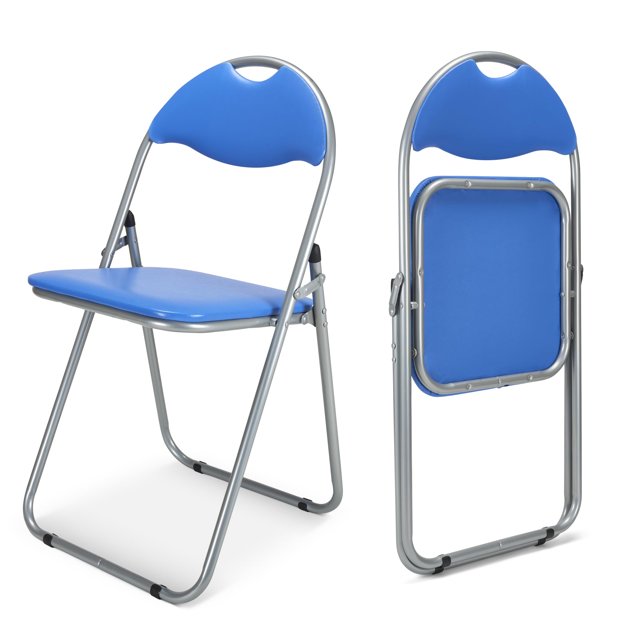 Bravich Candy Folding Chair, Set of 2 - Padded Foldable Dining Chairs with Steel Frames, Hold 100kg Each, Fold Flat for Compact Storage, Lightweight - Blue — image 1