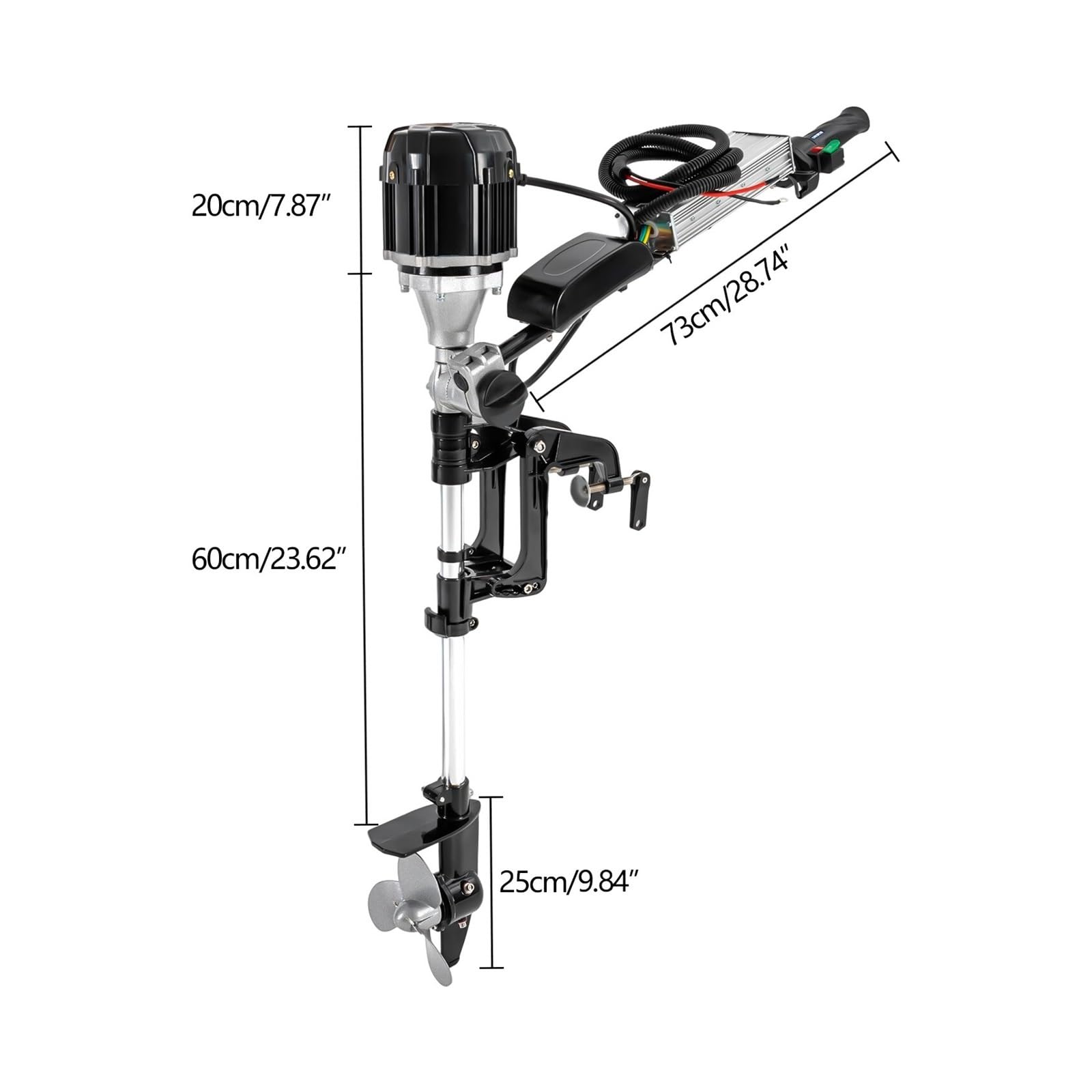 Motor De Pesca Con Curricán Eléctrico 48V, Fueraborda Aleación Aluminio Equivalente A 5HP Inclinación Manual Velocidad Variable For Barco, Bote Rendimiento Potente