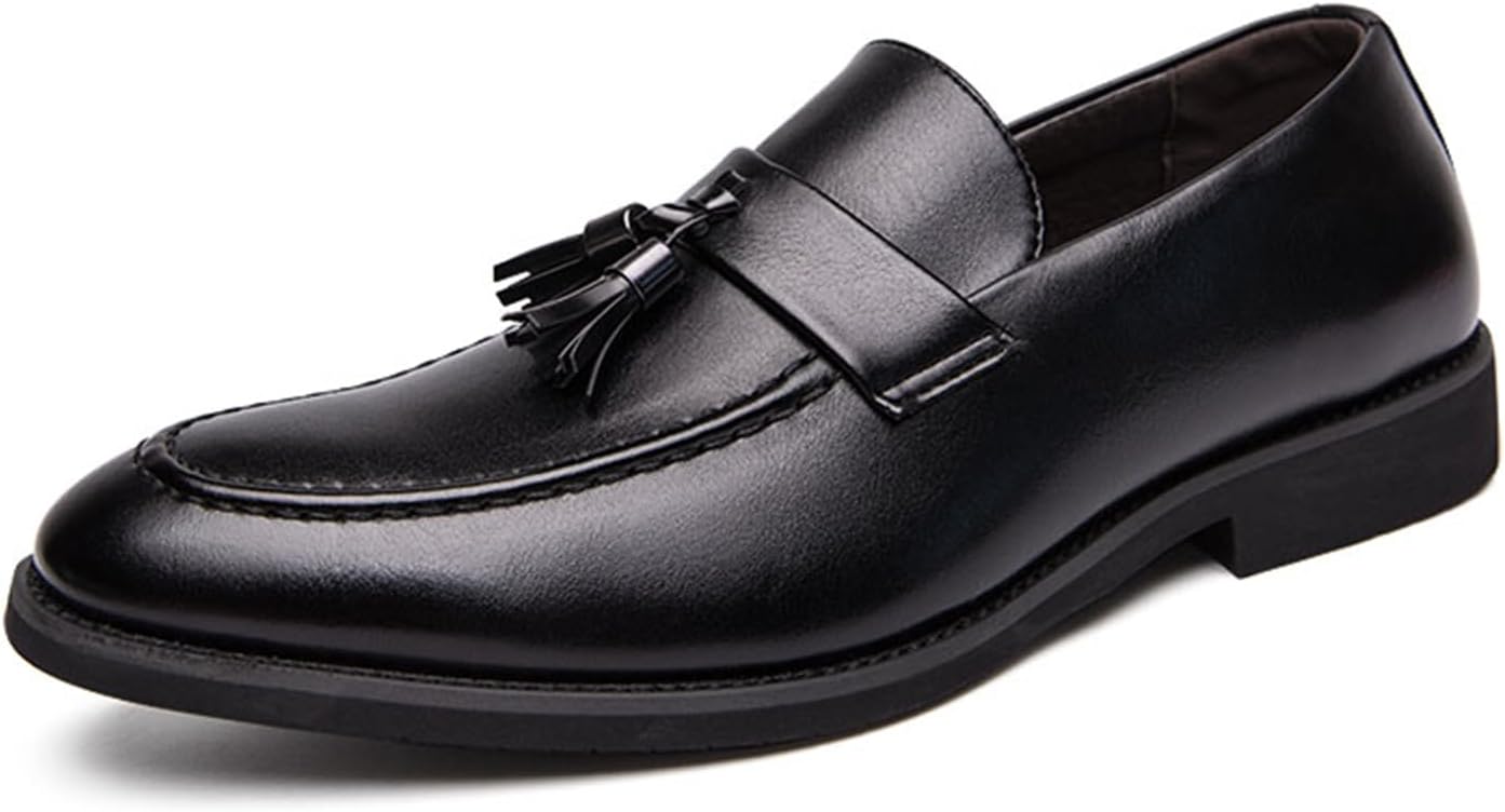 Men's Genuine Leather Slip On Tassels Loafers Classic Casual Dress Penny Loafers Vintage Formal Business Wedding Smoking Shoes