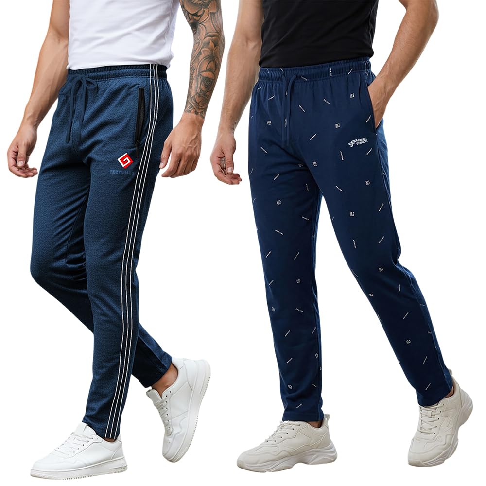 feel track Men's Regular Fit Printed Track Pants-picture-30