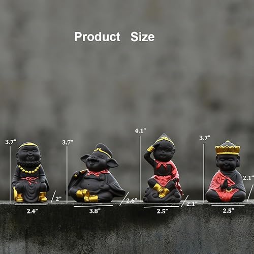 Miniatura 4 de Estatua de viaje al oeste, mascota de té de rey mono, figura de Wukong de sol de arena púrpura, escultura de monje de Buda chino para decoración de