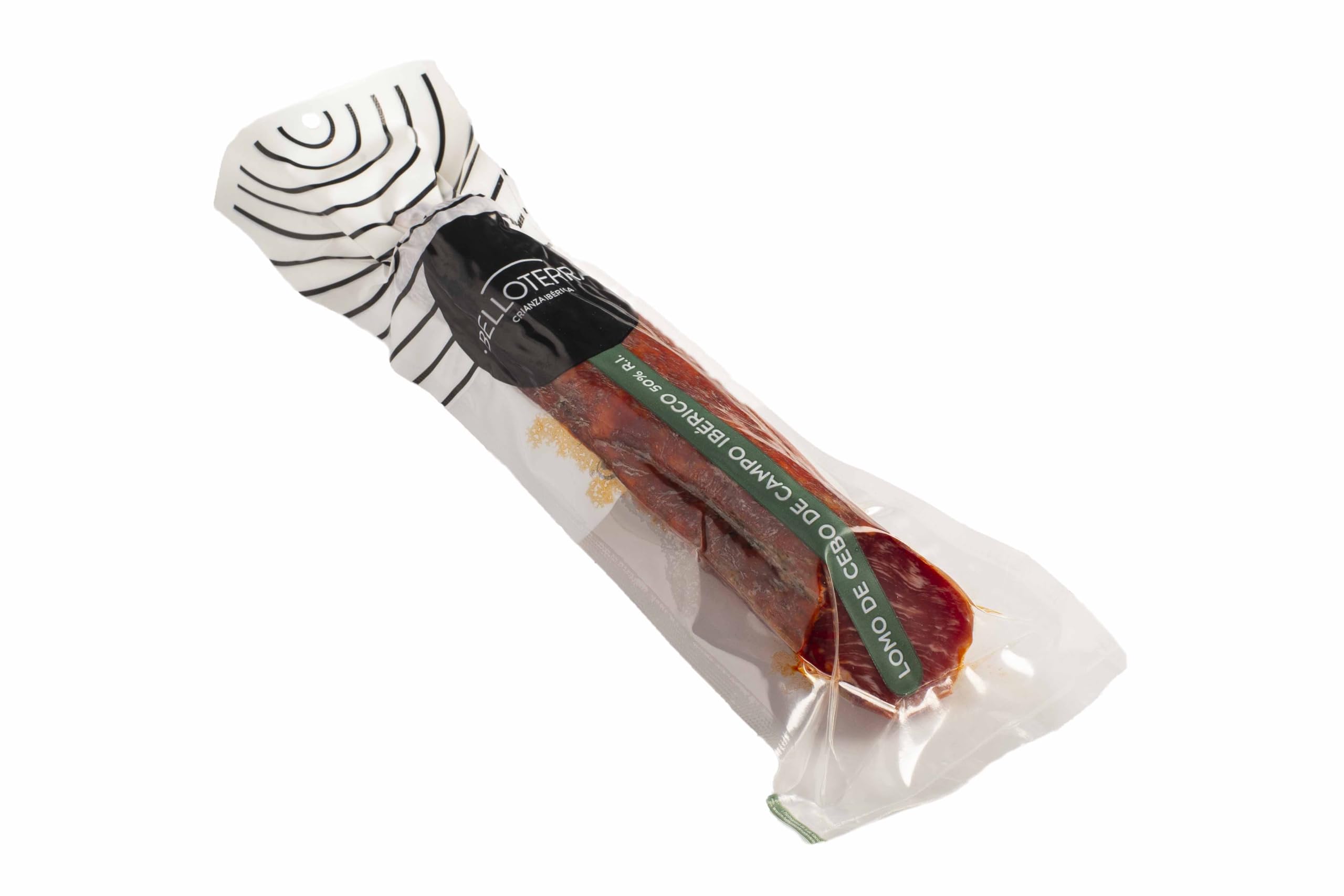 BELLOTERRA | Confezione da 5 Buste Lonza di Alimentazione in Campo 50% Iberica Affettata | 5 x 80 gr | Busta in Atmosfera Protettiva | Stagionatura Artigianale 3-4 Mesi | Razza Iberica