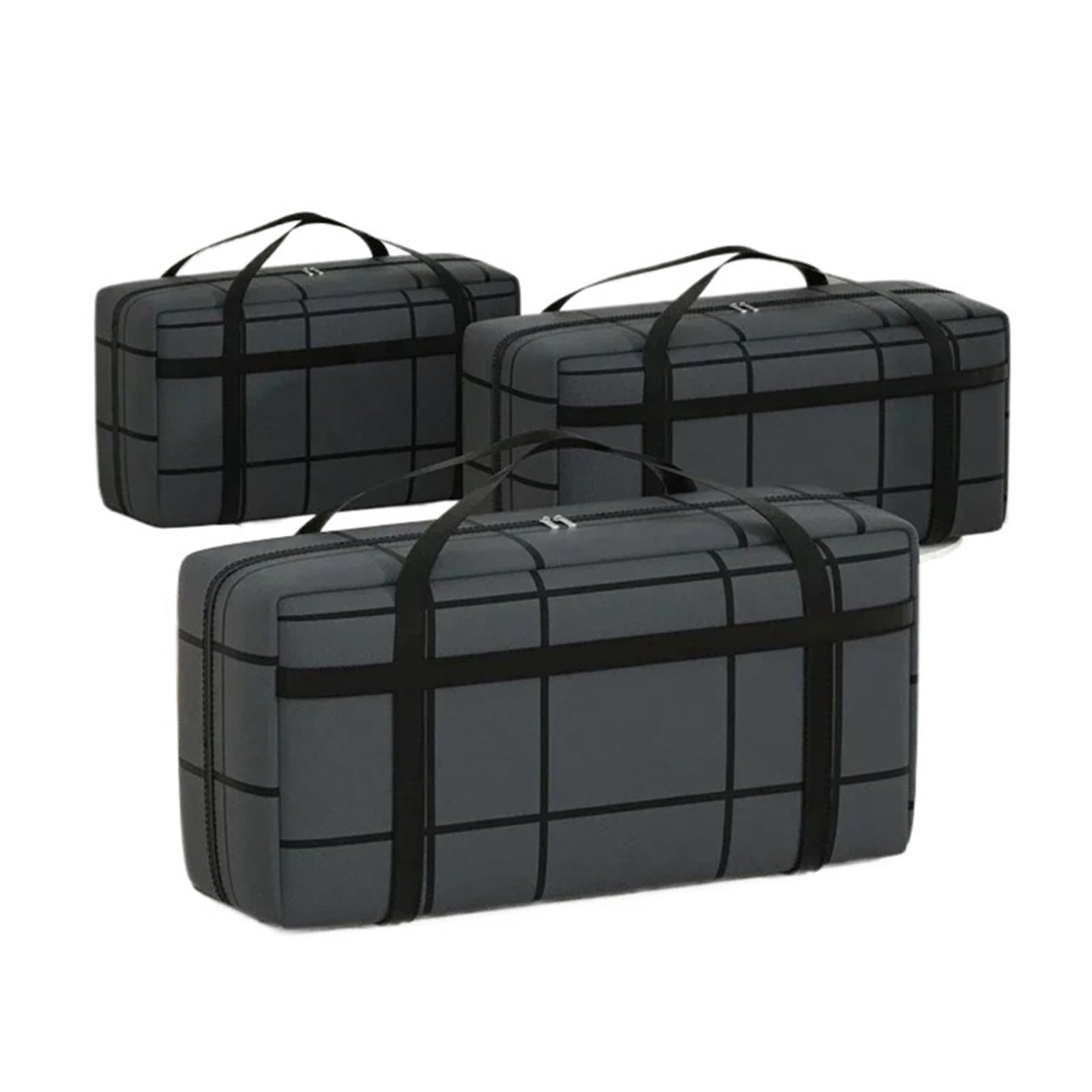 UBOHUZ 3PC Large Capacity and Super Load-bearing Black Material Storage Bag, Dustproof with Zipper for Moving House(90L)