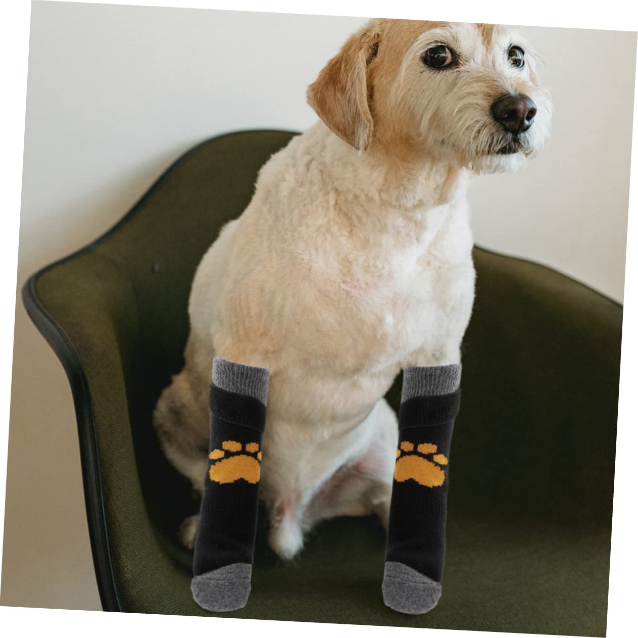 GANAZONO 4Pcs Compact Dog Socks Breathable Cotton Pet Socks with Slip Traction for Dogs Stylish Comfortable Design Paw Protection for Indoor Outdoor Use