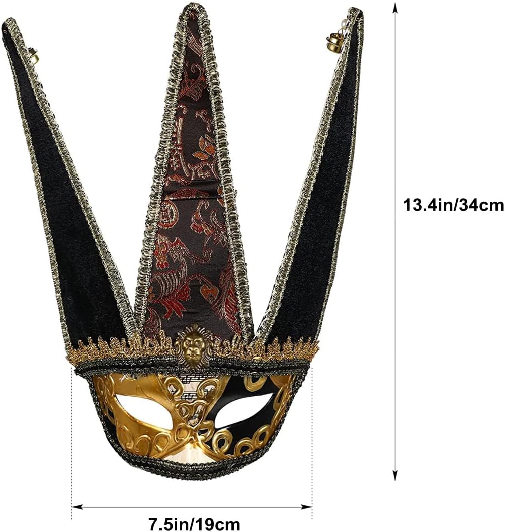 KIPETTO Venetian Jester Mask Masquerade Vintage Half Face Masks for Mardi Gras Halloween Cosplay Musical Party