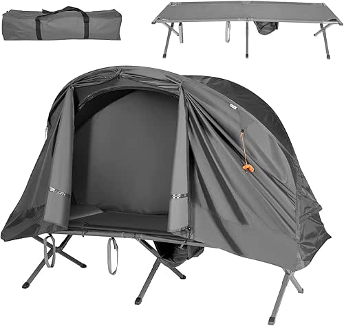 GOPLUS Lit de Camping avec Auvent de Pluie,Tente Extérieure pour