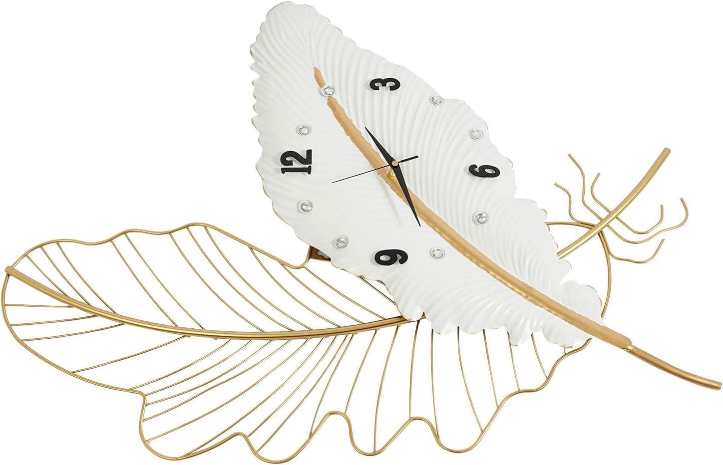 Large Wall Feather Decorate Clock, 30.71Inch Modern Style Art Clock, Creative Decorative Clock for Living Room, Entrance, Office, Study, Bedroom, Dining Room