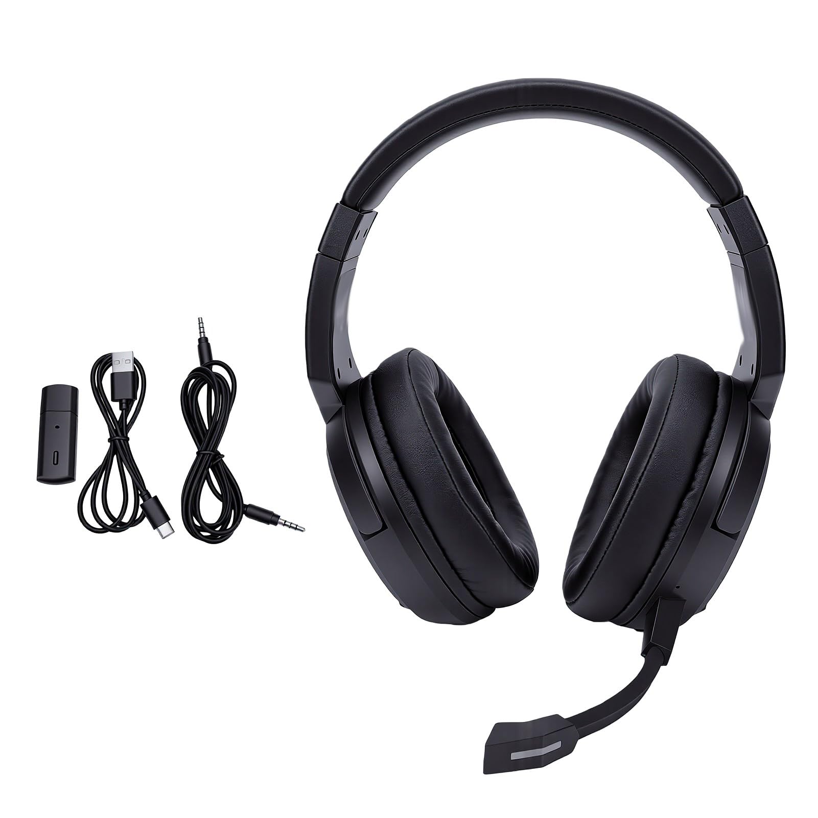 Fabater Kabelloses Gaming-Headset, HiFi Surround,2,4 GHz Bluetooth (Black)