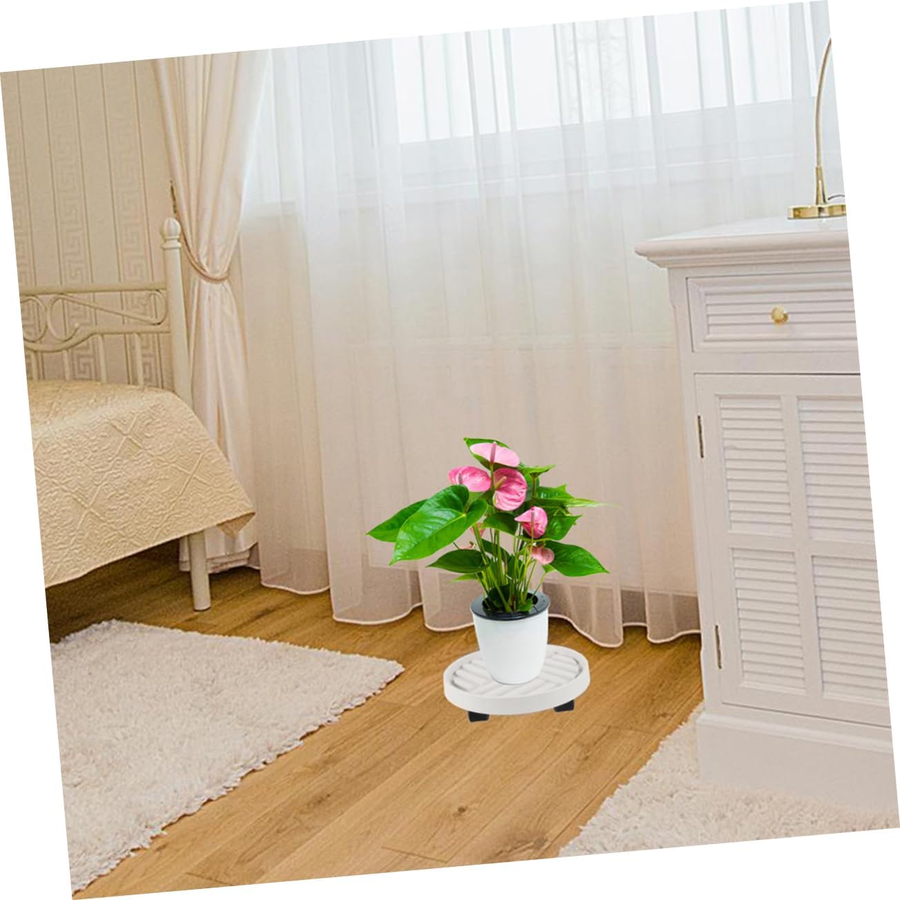 Movable Plant Tray with Wheels Leakproof Rolling Planter Holder Practical Flowerpot Tray for Easy Handling and Neat Plant Care for Indoor and Outdoor Use