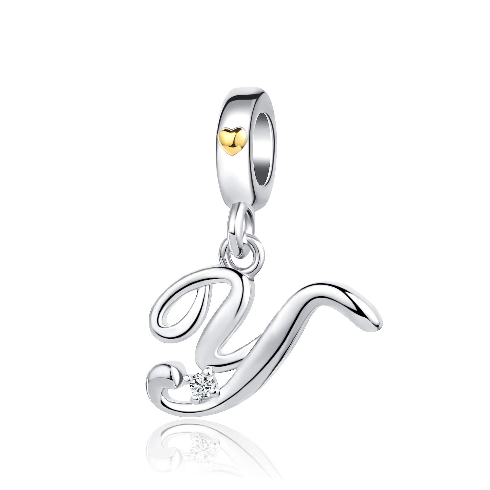Silver Initial A-Z Letter Charm Compatible Pandora Charm Bracelets for Women Jewelry