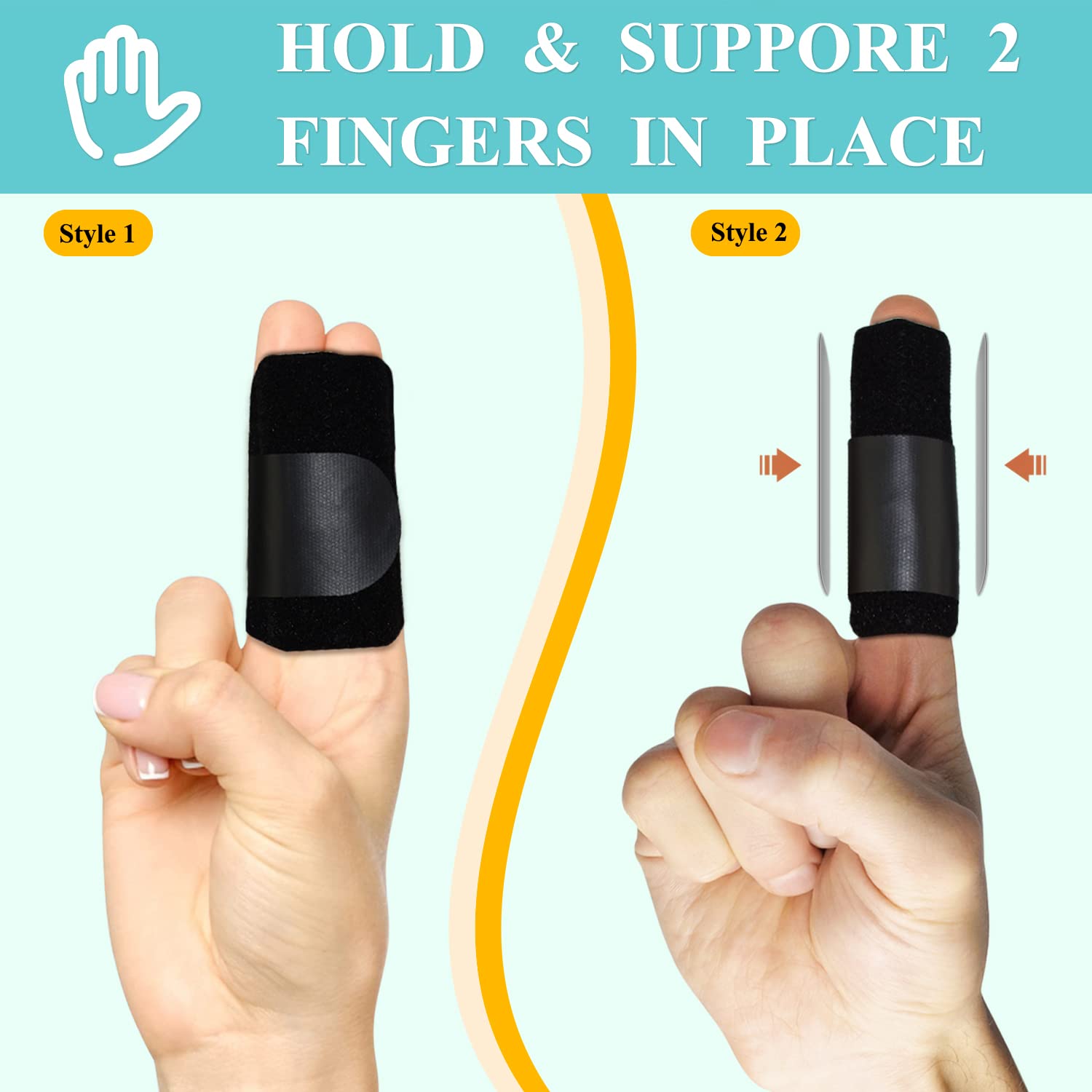 Upgraded Finger Splint Finger Buddy Splints with 2 Metal Bars, Adjustable Trigger Finger Brace Mallet Finger Support Finger Protector for Arthritis, Injured Finger