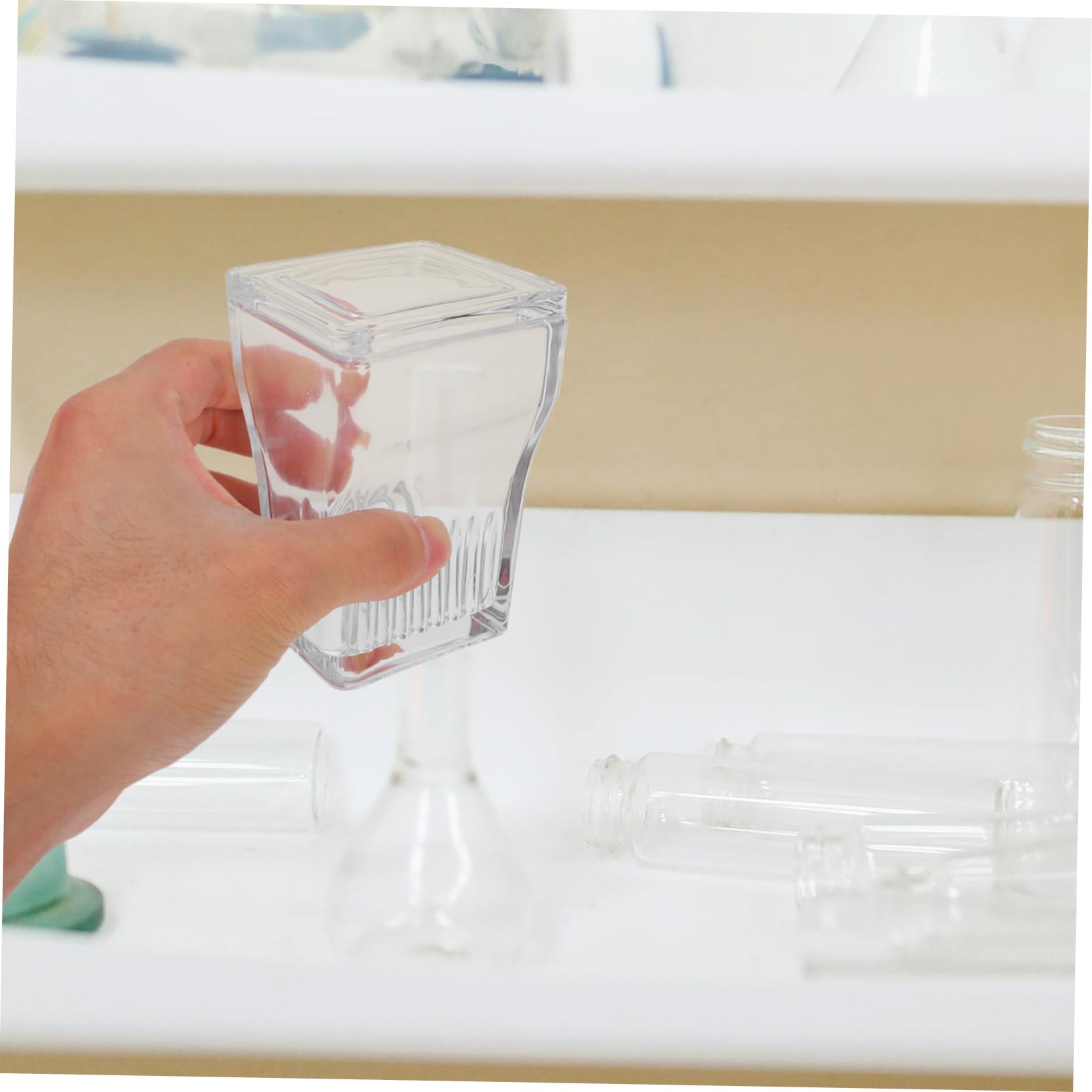 Hochtransparentes mit 9 Objektträgerhalterungen Coplin Färbeglas aus Glas und Integriertem Halter und Färbeexperimente für Labor Mikroskopie im Labor