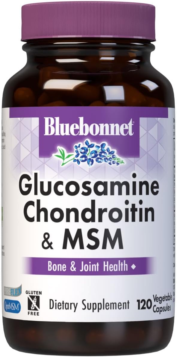 Nutrition Glucosamine Chondroitin & MSM, Glucosamine, Bone & Joint Health*, Non-GMO, Gluten-Free, Soy-Free, Dairy-Free, 120 Vegetable Capsules, 40 Servings