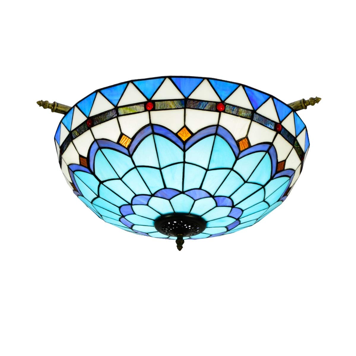 Lampe bleue méditerranéenne Tiffany 55 cm pour éclairer vos repas au restaurant