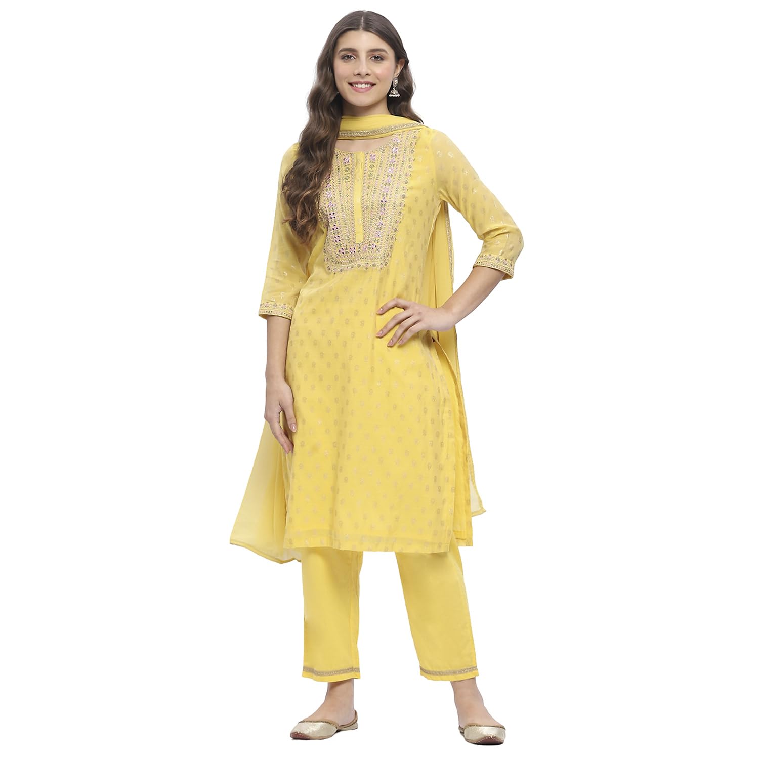 biba Women Polyester Embroidered Straight Suit Set-picture-22