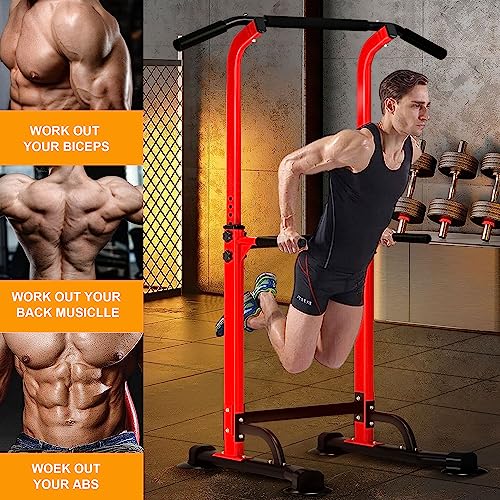 Image of DlandHome Power Tower Pull Up Dip Station Multi-Function Fitness Equipment for Strength Training Adjustable Height Dip Stand for Home Gym