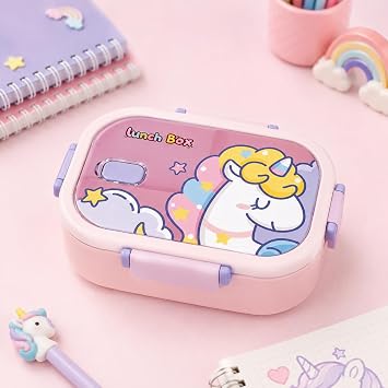 2 B lmeli 304 Paslanmaz  elik  ocuk Beslenme Kab , Kilitli Lunch Box,Pembe