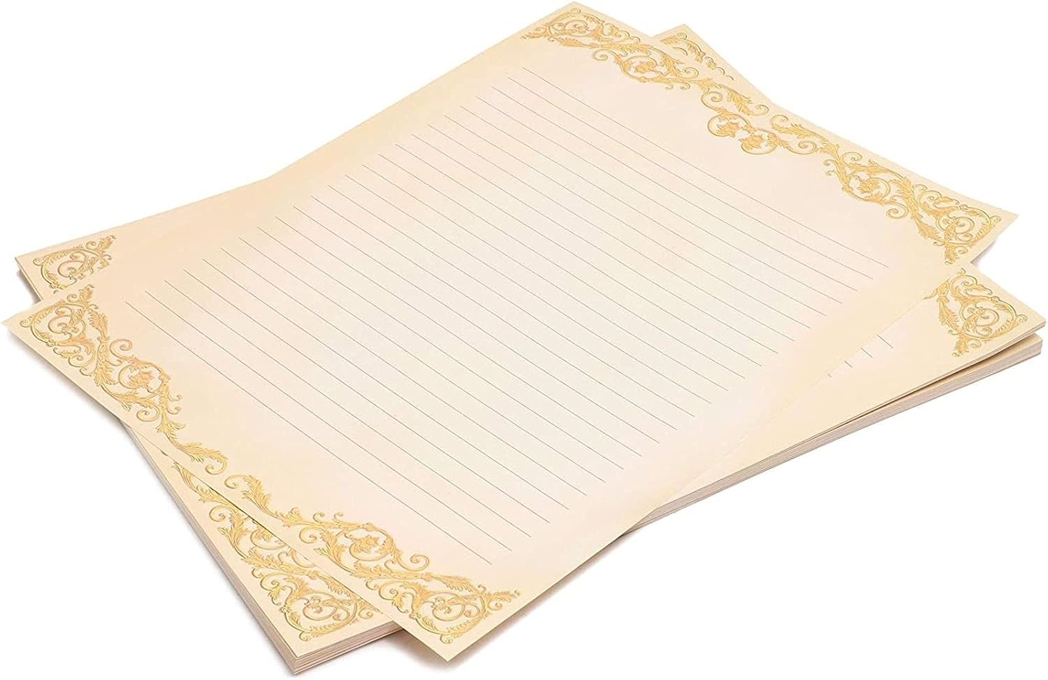 Vintage Lined Stationery Paper for Writing Letters, Ivory (8.5 x 11 In, 48 Sheets) : Office Products