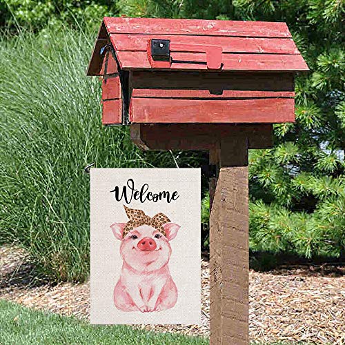 Pingpi PINP-GDFG-A791 Welcome Vintage Funny Pig Garden Flag Vertical Double Sided 12.5 X 18 Inch Farmhouse Yard Outdoor Decor thumb #4