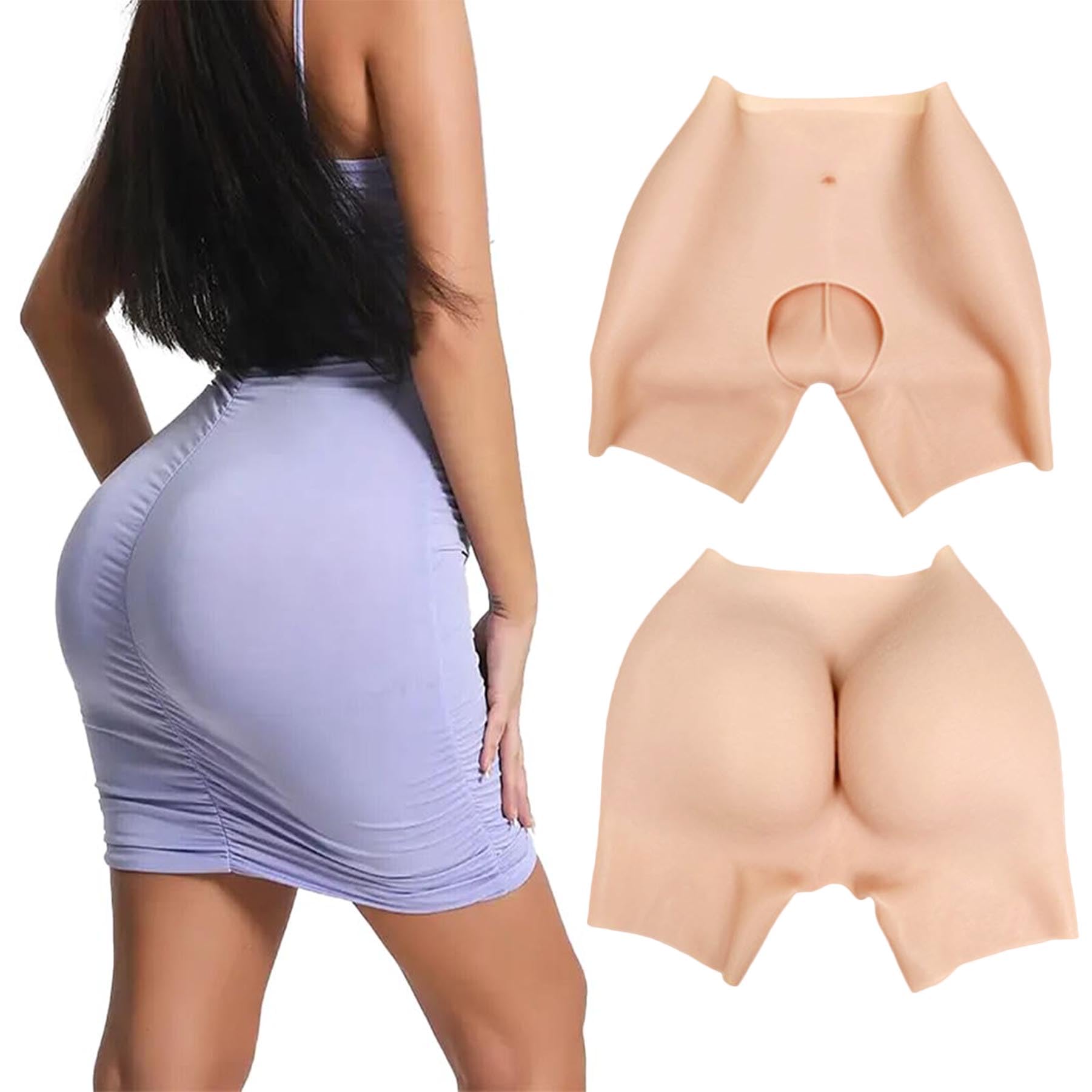 Bragas De Silicona para Gluteos Faja Reductora De Gluteos Fake Ass Hip Pads Lifting Ropa Interior para Mujeres Drag Queen Cosplay,Wheat,One Size