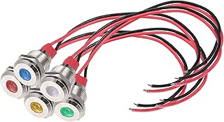 Tool parts 5pcs AC/DC 12V 12mm 5 Colors LED Signal Indicator Light Flush Panel 140mm Cable