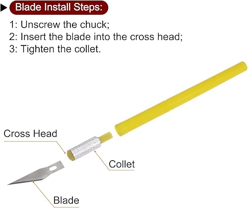 Miniatura 6 de HARFINGTON 1 juego (13 piezas) de cuchillos de manualidades, 3 cuchillos Hobby Exacto y 10 piezas de 9 tipos de cuchillas de repuesto con caja de