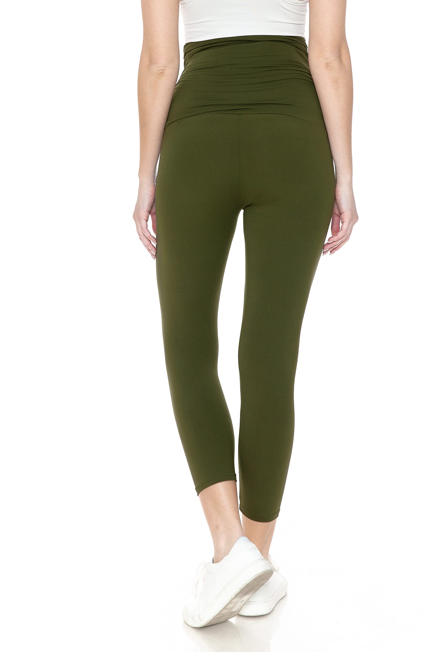 Leggings Depot Legging de maternité pour femme - Collants de yoga décontractés pour la grossesse, vert olive, Taille M