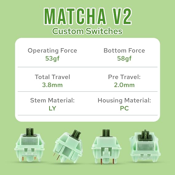 KiiBoom Phantom98 Lite 96% Mechanical Gaming Keyboard with Matcha Latte V2 Linear Mechanical Switch Set