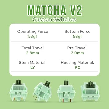 KiiBoom Phantom98 Lite 96% Mechanical Gaming Keyboard with Matcha Latte V2 Linear Mechanical Switch Set