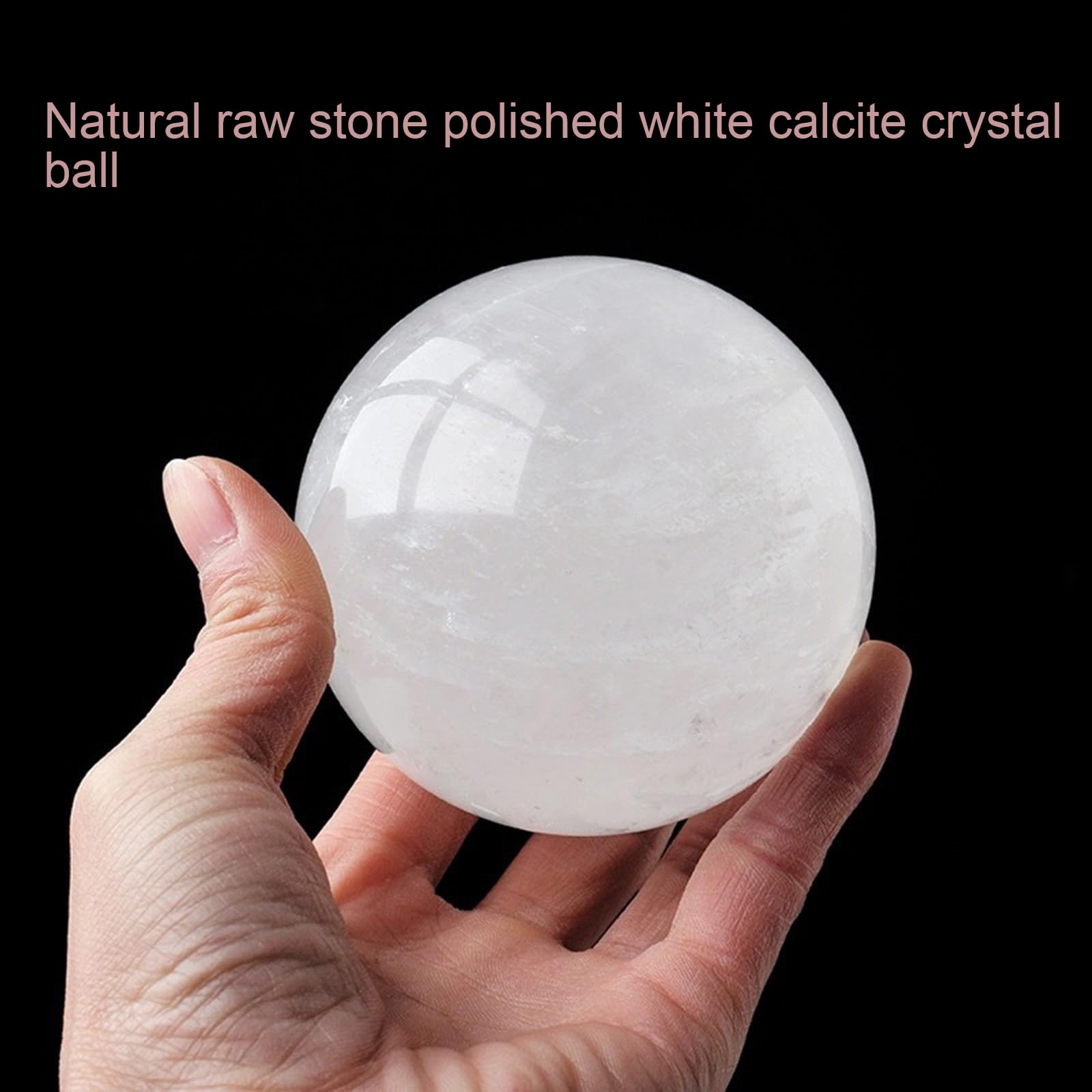 Bola de Cristal Natural con Base de Madera, Adorno de Bola de Cuarzo de Calcita Blanca, Esfera de Piedra de Orbe de Cristal Curativo Mágico para Feng Shui,Decoración del Hogar,160mm/6.3in