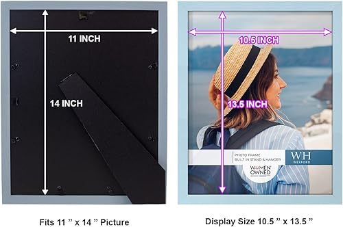 Miniatura 5 de Renditions Gallery Portarretratos de 11 x 14 pulgadas, diseño de madera de estilo moderno y vidrio de alta definición, listo para pared y mesa,