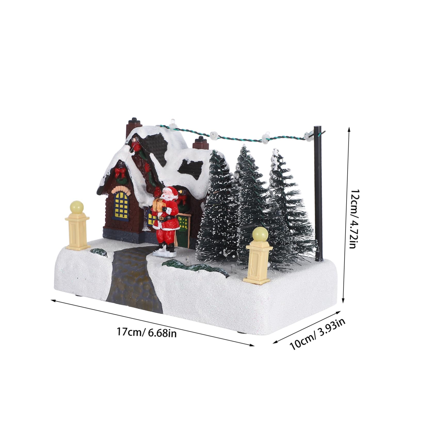 Adornos Luminosos Navideños Casa de Pueblo Caja Musical Decorativa de Resina Adorno Navideño de Escritorio para Decoración Festiva de Casa Iluminada