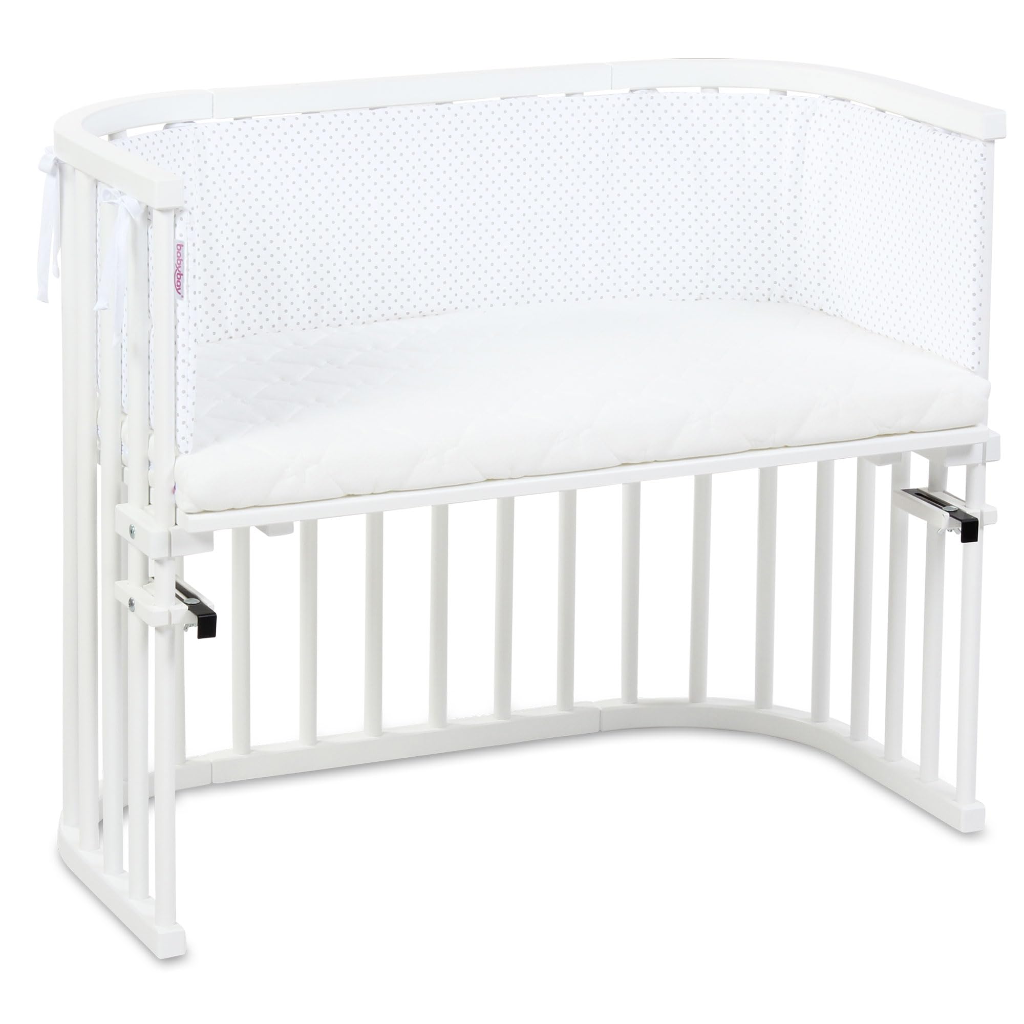 Image secondaire de Tour de Lit Piqué Babybay pour Boxspring XXL - Pois Blancs Gris Perle