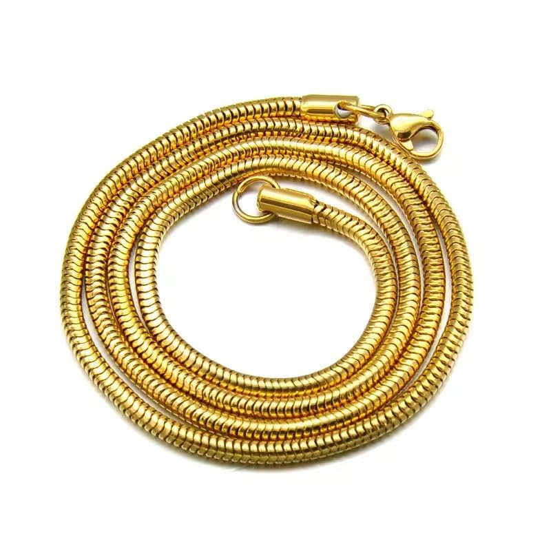 Men's Snake Link Chain for Man Stylish Gold Necklace for men Waterproof Hypoallergenic Stainless Steel Anti Tarnish Waterproof Rust Resistant, Jewellery for mens Gifts for Boys -77-image-39
