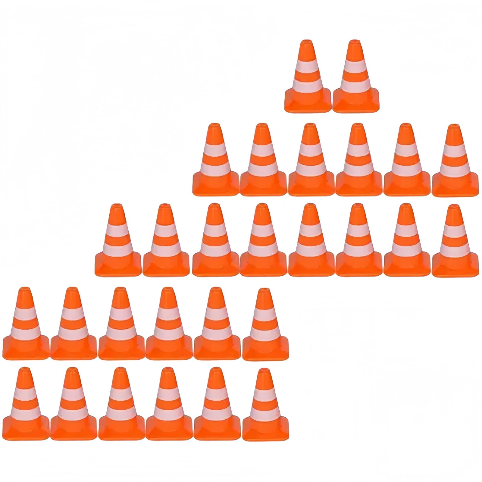 Cldaisy 28Pcs Orange Miniature Road Cone Orange Mini Traffic Cones Plastic Sign Road Toy Roadblock Cone Sign Model Photo Prop Small Construction