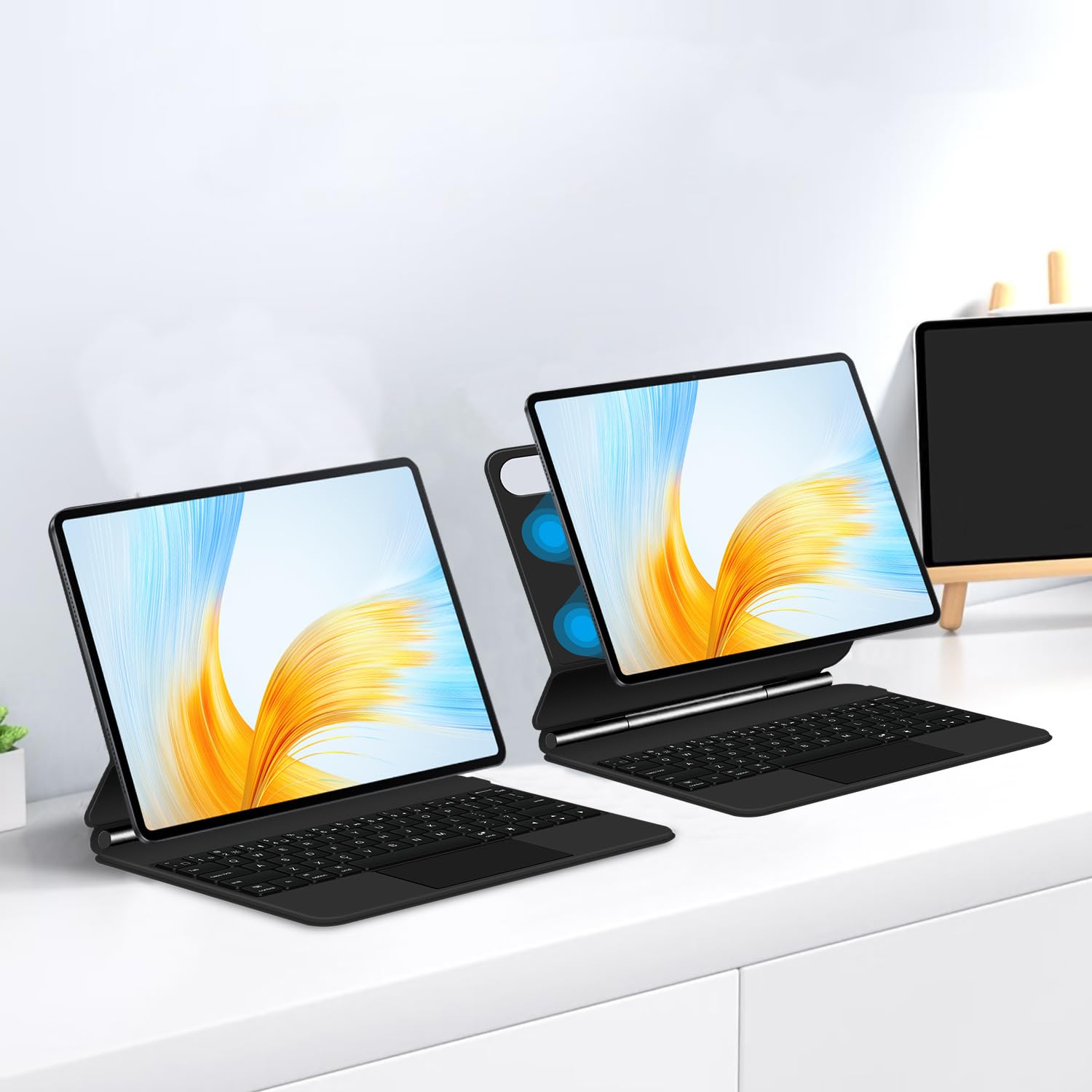 Funda con Teclado para Huawei MatePad 11.5" S 2024, Contiene Ñ, Soporte Flotante Mágico Voladizo, Retroiluminación 7 Colores, Trackpad Integrado,Negro,Spanish