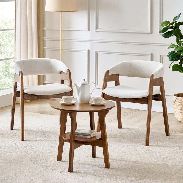 Image of Home Centre | Jilly Solid Wood Tea Set | Rubber Wood | Table with 2 Chairs | Brown | 1 Year Warranty