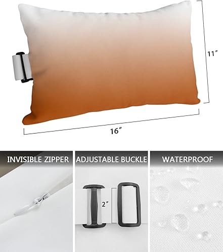 Miniatura 3 de Almohada para la cabeza del diván al aire libre, almohada de color naranja otoñal, almohadas lumbares suaves con correas elásticas e relleno, 1