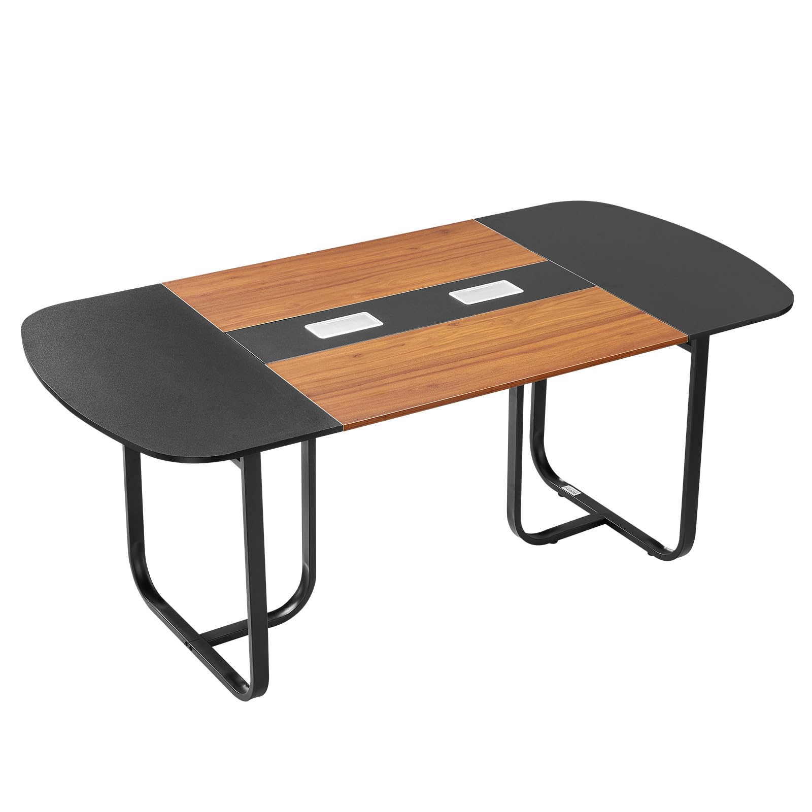 VEVOR Tavolo da Conferenza, Tavolo Ovale da Riunione da Ufficio da 1800 mm per 6-8 Persone, Scrivania Moderna per Seminari con Gambe in Metallo, Scrivania per Sala Riunioni, Marrone Nero