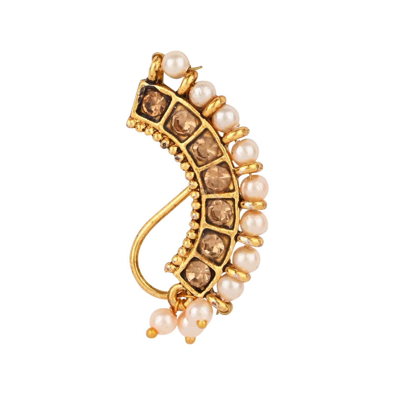 I Jewels Gold Plated Traditional Non Piercing Maharashtrian Pearl Nath For Women (Style 3) (B0DDXVWBMD) Amazon Price History, Amazon Price Tracker