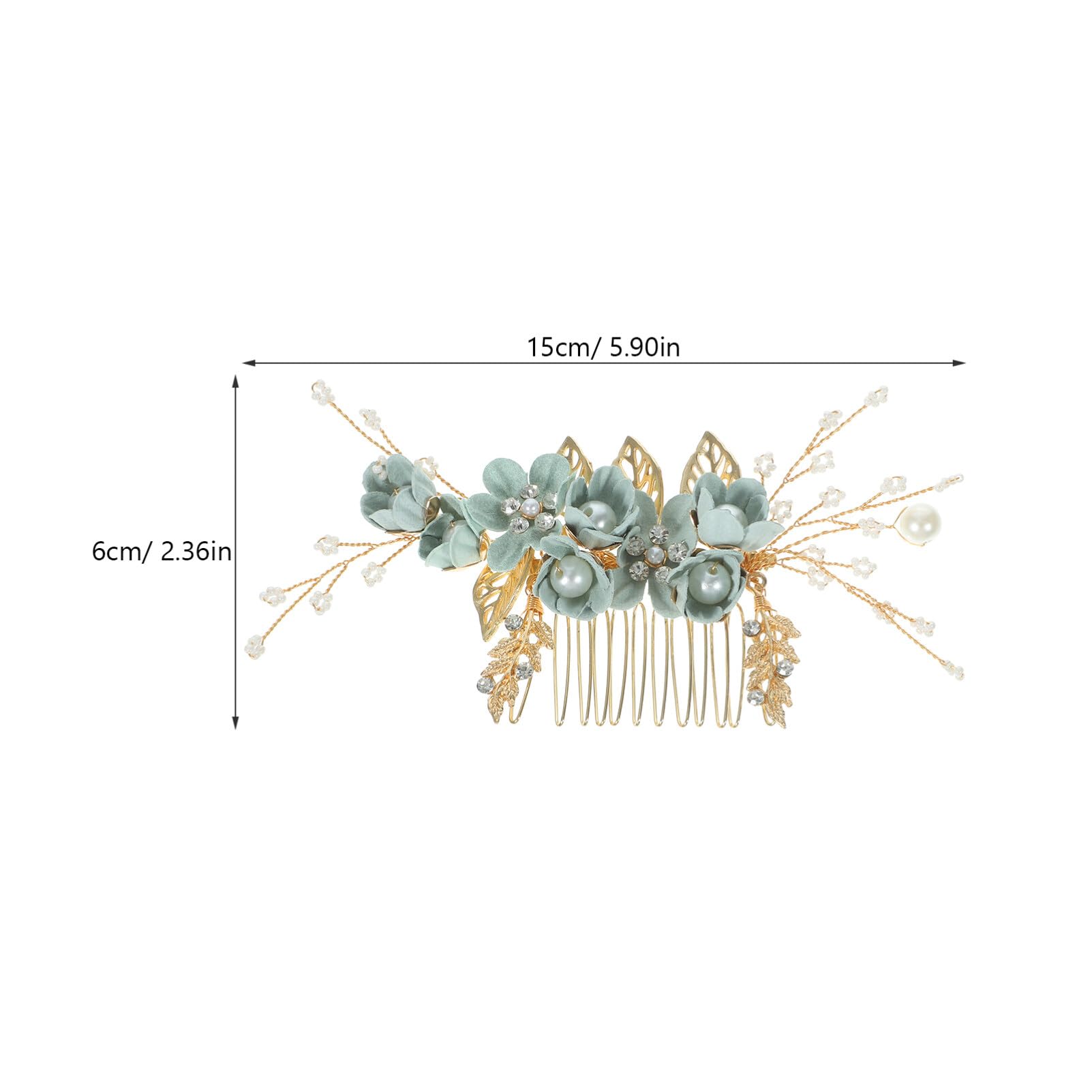 Floral Hair Comb with Blue Accents Anvazise Non-slip Wave Teeth Exquisite Hair Comb Women  main image 2