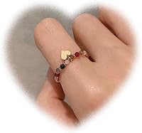 WWEILIRIAN Boho Crystal Bead Stretch Ring - Handmade Stackable Elastic Gemstone Rings, Rainbow Beads Jewelry Gifts for Women Girls