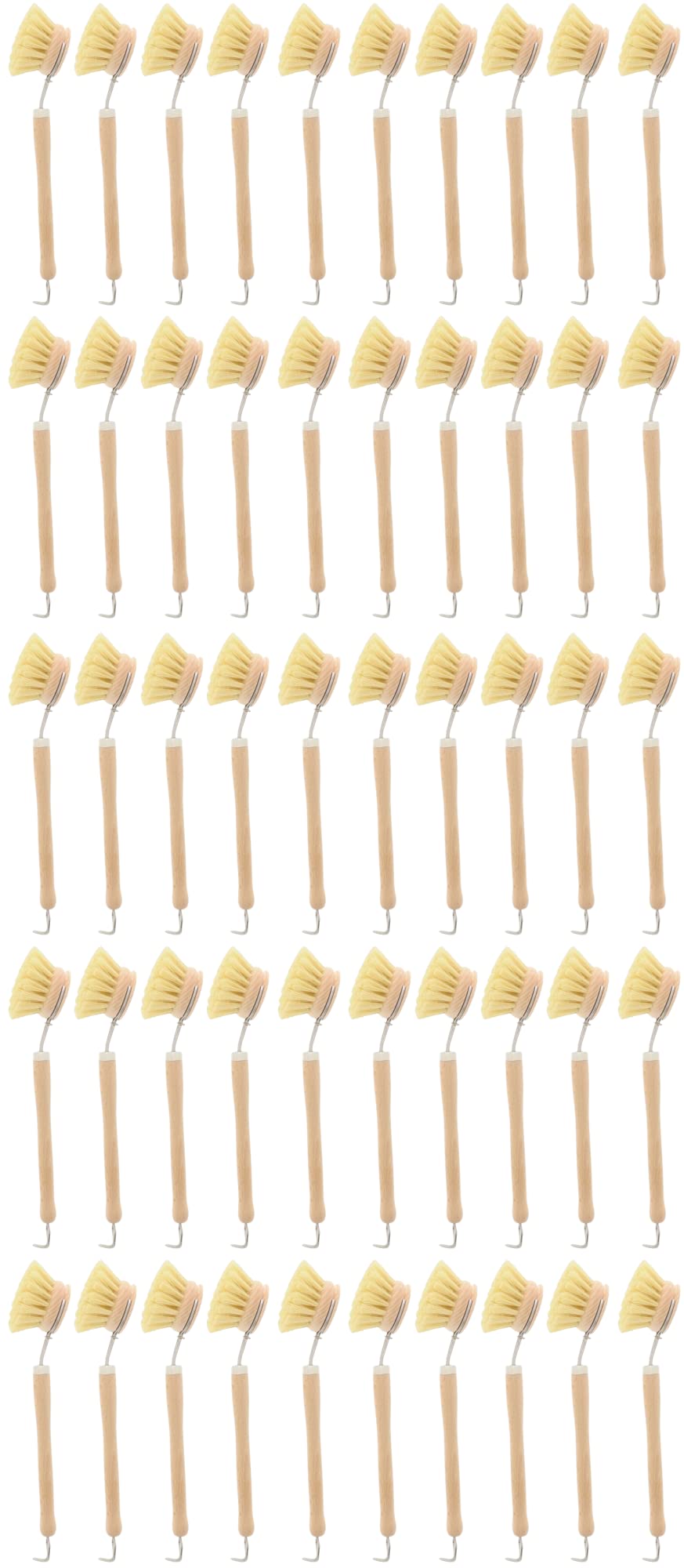 teemando® Lot de 50 brosses à vaisselle en bois de 23 cm, petit 4,3 cm avec tête de brosse à changement