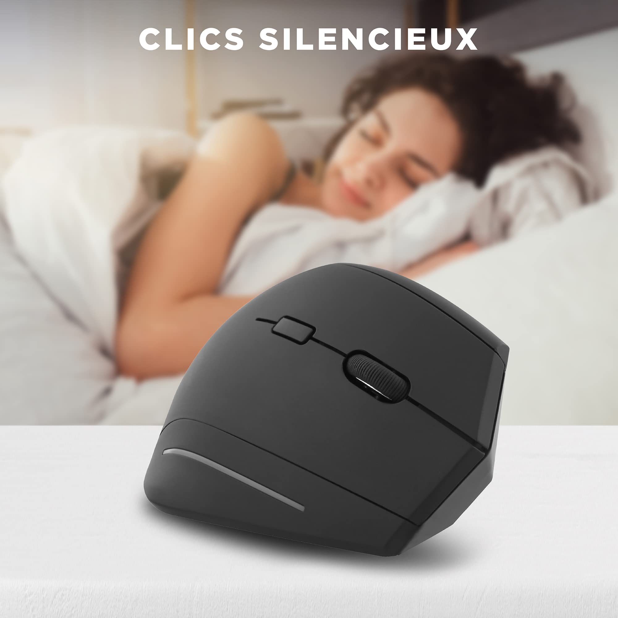 T'nB Souris Moreno - Souris sans Fil Ergonomique Verticale, Double Connexion par Bluetooth et Radiofréquence, Soulage Le Poignet, Idéal Usage Professionnel et Télétravail - Noir